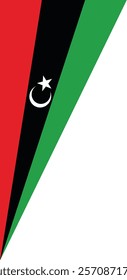 A high-quality Libya flag icon featuring horizontal stripes of red, black, and green, with a white crescent and star centered on the black stripe. Perfect for projects related to Libyan culture,