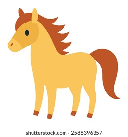 A high-quality **miniature horse vector illustration**, perfect for microstock sites. This flat-style design showcases a cute, detailed miniature horse, ideal for use in children's books, farm-related