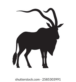 High-Quality Minimalist Addax Silhouette for Digital Art - Addax Vector - Addax Illustration