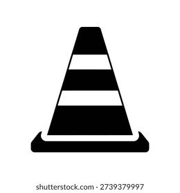 High-quality minimalist image of a black and white traffic cone, perfect for safety, construction, warning, and roadwork visuals in commercial projects.