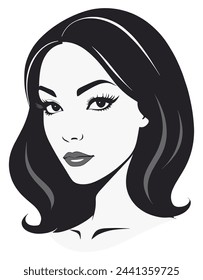 High-quality minimalist silhouette vector on transparent background. Elegant woman's face with a 70s hair style.
Perfect for modern designs to elevate your artwork.