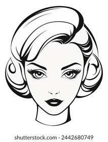 High-quality minimalist vector illustration on transparent background. Elegant woman's face with a 50s hair style.
Perfect for modern designs to elevate your artwork.