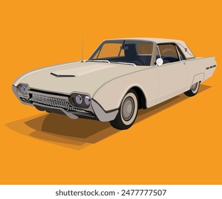 High-quality multi-layer vector illustration of a classic car