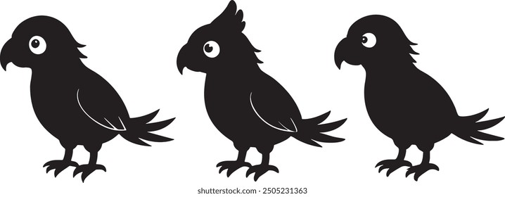 High-quality parrot silhouette vector illustrations for vibrant and versatile designs.