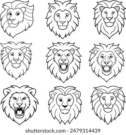 Ilustración vectorial de cara de león persa de alta calidad en forma de cometa vista lateral Diseño elegante y majestuoso sobre fondo blanco perfecto para logotipos y marcas.
