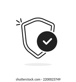 high-quality protection icon with black shield. linear design network logotype in stroke graphic design. concept of success security or cybersecurity and anti virus badge like very powerful defense