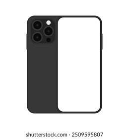 High-Quality Realistic Smartphone Mockup | 3D Mobile Phone Vector Device Front and Back View on White Background for UI and UX Presentation. Vector.