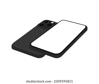 High-Quality Realistic Smartphone Mockup | 3D Mobile Phone Vector - Device Top, Side, Perspective View, and Screen Facing Up on White Background for UI and UX Presentation