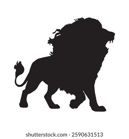 High-Quality Roaring Lion Silhouette for Powerful Designs - Lion Vector - Lion Icon
