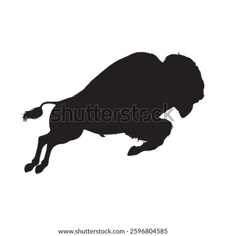 High-Quality Running Bison Silhouette for Digital and Print Projects - Bison Vector - Bison Icon
