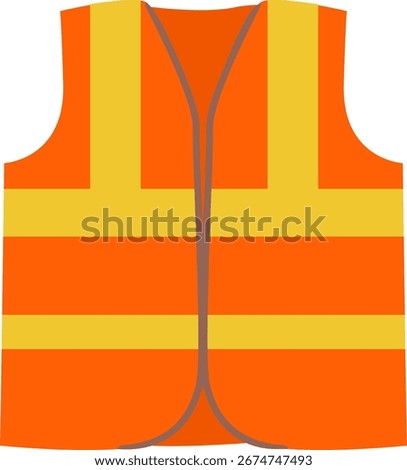 High-quality safety vest vector illustration featuring a bright reflective construction vest designed for engineers, workers, and industrial settings. Perfect for creating construction icons