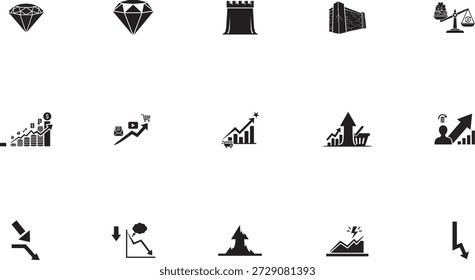 Ilustración vectorial escalable de alta calidad que presenta el crecimiento del negocio, el éxito y los íconos de hitos en un estilo de diseño plano limpio y moderno ideal para presentaciones y marketing.