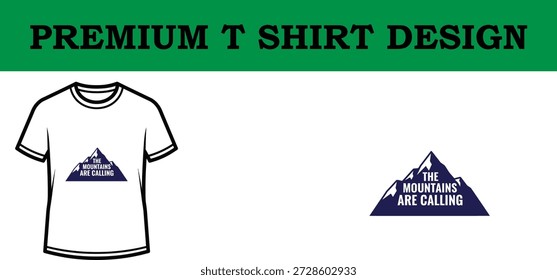 Ilustração vetorial escalável de alta qualidade de um design de camiseta motivacional premium com tipografia arrojada, um pico de montanha e uma lua crescente, perfeito para projetos de impressão sob demanda e de marca de vestuário.