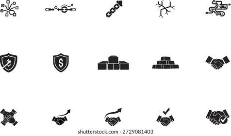 Conjunto de Ilustración vectorial escalable de alta calidad que representa el éxito del negocio, la seguridad, el crecimiento y el trabajo en equipo con Elementos de diseño planos modernos.