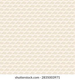 High-quality seamless pattern featuring traditional Korean clouds and oriental line art motifs, inspired by Chuseok and Mid-Autumn festival aesthetics. This repeating vector background showcases elegant swirling cloud structures, perfect for luxury holiday packaging, wrapping paper, textile printing, traditional Asian garment designs, festive greeting card backdrops, and cultural event branding layouts
