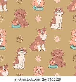 High-quality seamless vector design of playful dogs, perfect for pet-related projects, packaging, and more. Versatile, fun, and easy to use in various designs.