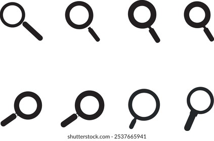 High-Quality Search Icon Set for Web and App Interfaces in Vector Format.