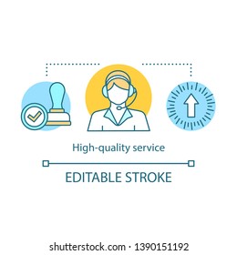 High-quality service concept icon. ?ustomer service idea thin line illustration. Online store shopping. Help desk and support service. CRM system. Vector isolated outline drawing. Editable stroke