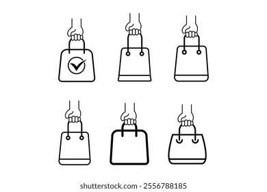 High-Quality Shopping Bags Icon Set for Impactful Advertising, Graphic Shopping Bags Icon for Engaging Retail Marketing, shopping, bags, icon, market, retail, purchase, service, packaging, ecommerce