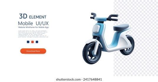 A high-quality showcasing a contemporary electric scooter in 3D perfect for urban mobility and eco-friendly travel concepts. Modern Electric Scooter Design. Vector illustration