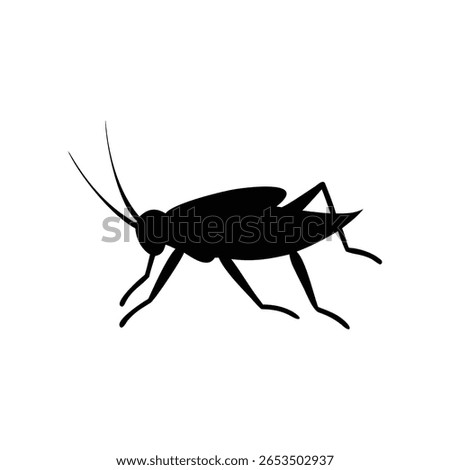 A high-quality silhouette icon of a cricket (grasshopper) in black and white. Ideal for nature and insect-themed designs, this simple yet effective illustration captures the elegance and move.