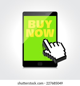 High-quality smartphone screen with the text Buy Now. Special offer. Marketing concept.