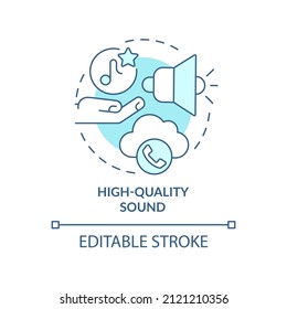 High-quality sound turquoise concept icon. Audio message. Benefits of VOIP usage abstract idea thin line illustration. Isolated outline drawing. Editable stroke. Arial, Myriad Pro-Bold fonts used