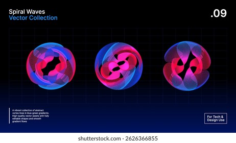 Ondas de Spirograph de alta qualidade - Espiral de tecnologia abstrata com linhas de gradiente de néon