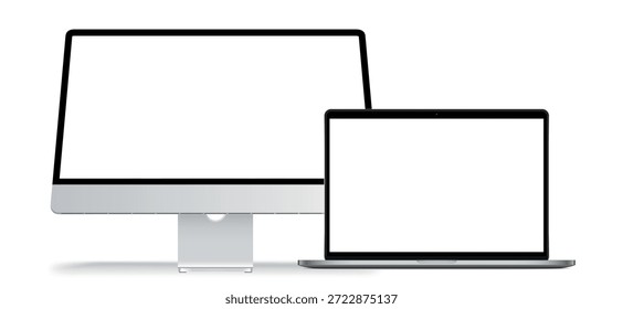 Una Imagen de gran calidad con un monitor de sobremesa limpio y minimalista con una pantalla negra, sobre un fondo blanco. El diseño elegante y moderno del monitor lo hace adecuado para mostrar contenido relacionado con la tecnología