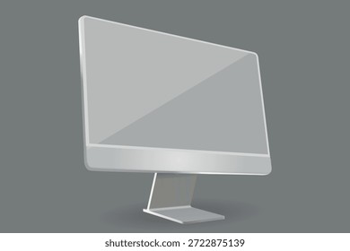 Una Imagen de gran calidad con un monitor de sobremesa limpio y minimalista con una pantalla negra, sobre un fondo blanco. El diseño elegante y moderno del monitor lo hace adecuado para mostrar contenido relacionado con la tecnología