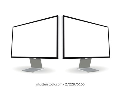 Una Imagen de gran calidad con un monitor de sobremesa limpio y minimalista con una pantalla negra, sobre un fondo blanco. El diseño elegante y moderno del monitor lo hace adecuado para mostrar contenido relacionado con la tecnología