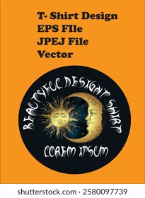 High-quality, stylish T-shirt design featuring a (describe the main visual elements, e.g., "bold retro typography with a vintage sunburst," "minimalist geometric patterns," "hand-drawn skull with flor