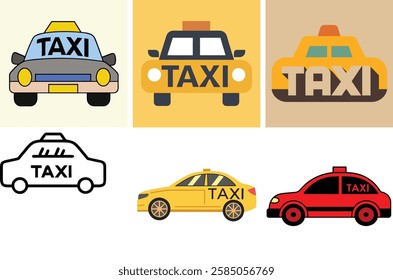 High-quality taxi icon vector art illustration bundle. Perfect for apps, signage, branding, and digital designs. Available in various formats