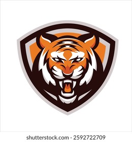 "High-quality tiger mascot logo vector illustration design, perfect for gaming logos, esports teams, and branding. Fierce, customizable, and professional design for your game or team identity."