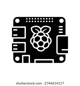 High-quality top-down view of a Raspberry Pi circuit board featuring a gear-shaped logo, ideal for tech projects, DIY electronics, and educational materials.