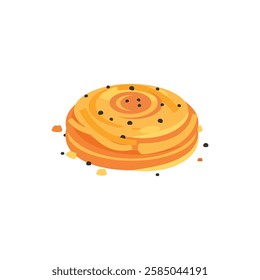 High-Quality Traditional Azerbaijani Qogal Pastry Vector Illustration