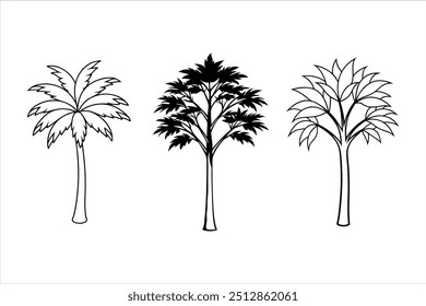 High-Quality Tropical Tree Silhouette Vector