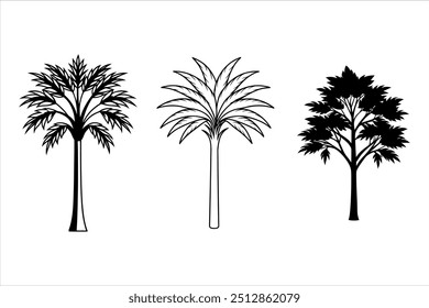 High-Quality Tropical Tree Silhouette Vector