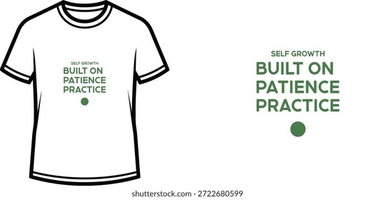 Un diseño de camiseta de tipografía de alta calidad con la cita "CRECIMIENTO PROPIO CONSTRUIDO EN LA PRÁCTICA DE LA PACIENCIA" en un estilo minimalista, Arte vectorial profesional aislado sobre un fondo transparente.