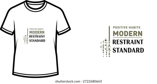 Diseño de camiseta de tipografía de alta calidad con la cita "ESTÁNDAR DE RESTRICCIÓN MODERNA DE HÁBITOS POSITIVOS" en un estilo minimalista, Arte vectorial profesional aislado sobre un fondo transparente.