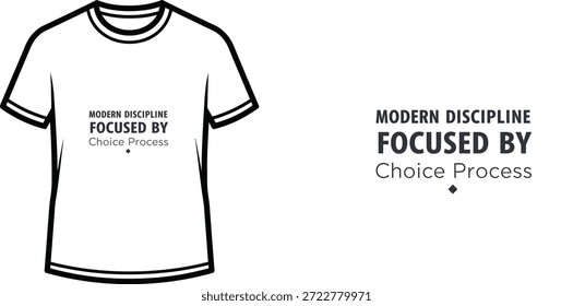 A high-quality typography t-shirt design featuring the quote "MODERN DISCIPLINE Effort Was Applied Operating System" in a clean, modern, minimalist, typographic style, professional vector art isolated on a transparent background.