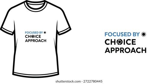 Un diseño de camiseta de tipografía de alta calidad con la cita "ENFOQUE ENFOCADO POR ELECCIÓN" en un estilo moderno, minimalista, Arte vectorial profesional aislado sobre un fondo transparente.