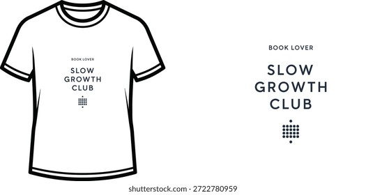 Design de camiseta de tipografia de alta qualidade com a citação BOOK LOVER SLOW GROWTH CLUB em um estilo minimalista, arte vetorial profissional isolada em um fundo transparente.