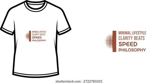 Un diseño de camiseta de tipografía de alta calidad con la cita "MINIMAL LIFESTYLE CLARITY BEATS SPEED PHILOSOPHY" en un estilo minimalista, Arte vectorial profesional aislado sobre un fondo transparente.