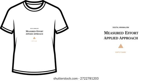 Diseño de camiseta de tipografía de alta calidad con la cita ENFOQUE APLICADO ESFUERZO MEDIDO en un estilo minimalista, Arte vectorial profesional aislado sobre un fondo transparente.