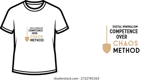 Un diseño de camiseta de tipografía de alta calidad con la cita "COMPETENCIA DE MINIMALISMO DIGITAL SOBRE EL MÉTODO DEL CAOS" en un estilo minimalista, Arte vectorial profesional aislado sobre un fondo transparente.