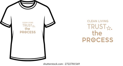 Un diseño de camiseta de tipografía de alta calidad con la cita "TRUST DE VIDA LIMPIA☆. el PROCESO" en un estilo minimalista moderno, Arte vectorial profesional aislado sobre un fondo transparente.
