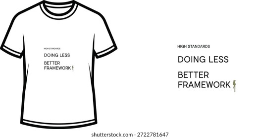 Design de camiseta de tipografia de alta qualidade com a citação FAZENDO MENOS MELHOR ESTRUTURA em um estilo minimalista, arte vetorial profissional isolada em um fundo transparente.
