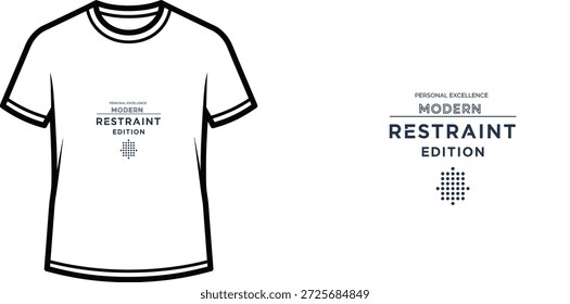 Ein hochwertiges Typografie-T-Shirt-Design mit dem Zitat "PERSONAL EXCELLENCE MODERN RESTRAINT EDITION" in einem minimalistischen und modernen Stil mit geometrischen Elementen, professionelle Vektorkunst einzeln auf transparentem Hintergrund.