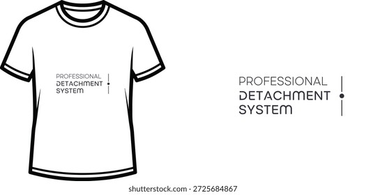 A high-quality typography t-shirt design featuring the quote "PROFESSIONAL DETACHMENT SYSTEM" in a minimalist style, professional vector art isolated on a transparent background.